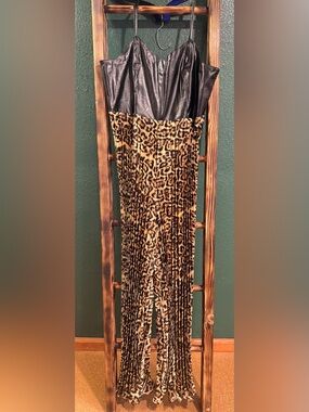 ODDY Black/ Leopard palazzo jumpsuit